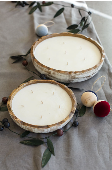 Wooden Candle Bowl