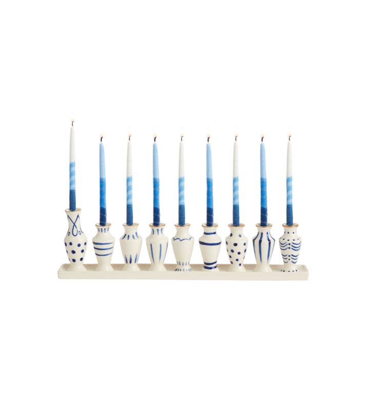 Blue Menorah 14"x 1.75"x 3.75"