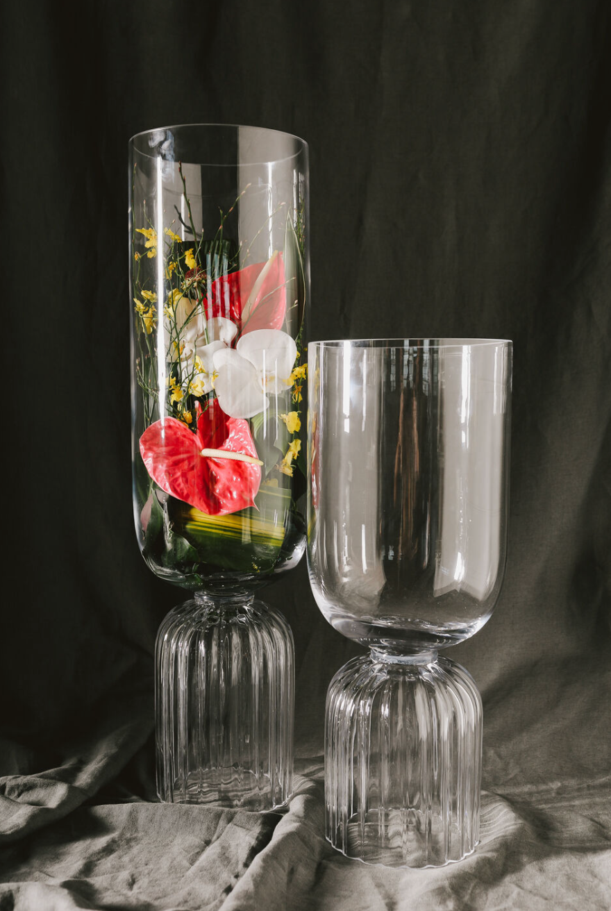 Ribbed Bottom Glass Vase