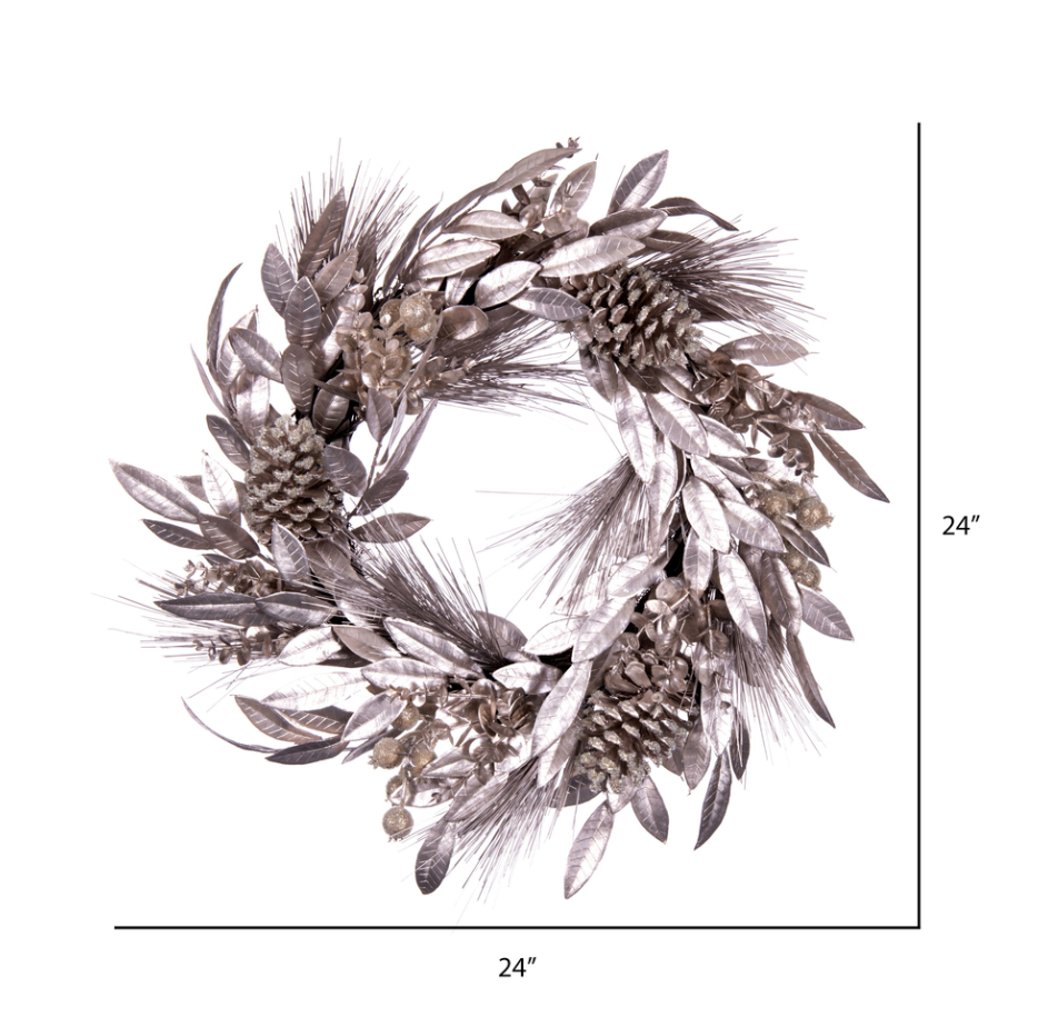 Silver Pinecone Needle Berry Wreath
