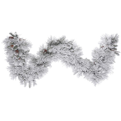 Flocked Alberta Spruce & Pinecone Artificial Garland