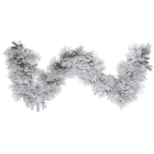 Flocked Alberta Spruce & Pinecone Artificial Garland