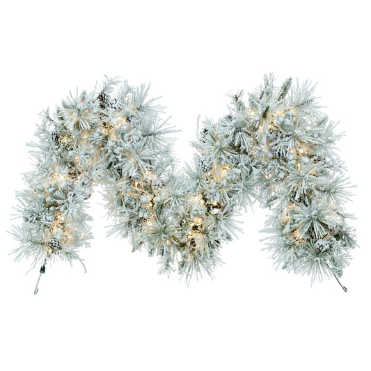 Flocked Alberta Spruce & Pinecone Artificial Garland