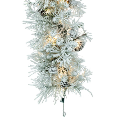 Flocked Alberta Spruce & Pinecone Artificial Garland