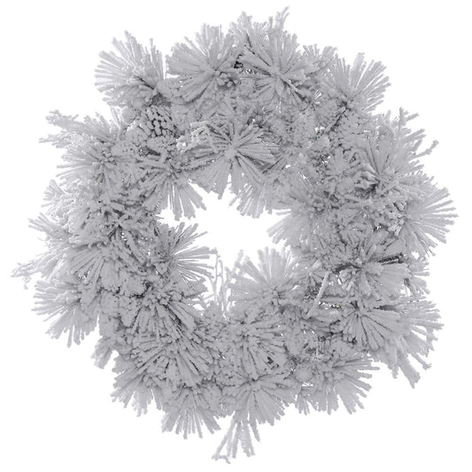 Flocked Alberta Spruce Artificial Wreath with Pinecones