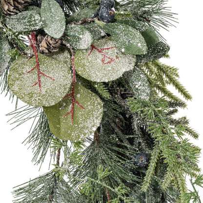 Glittered Green Pine with Eucalyptus & Berry Wreath