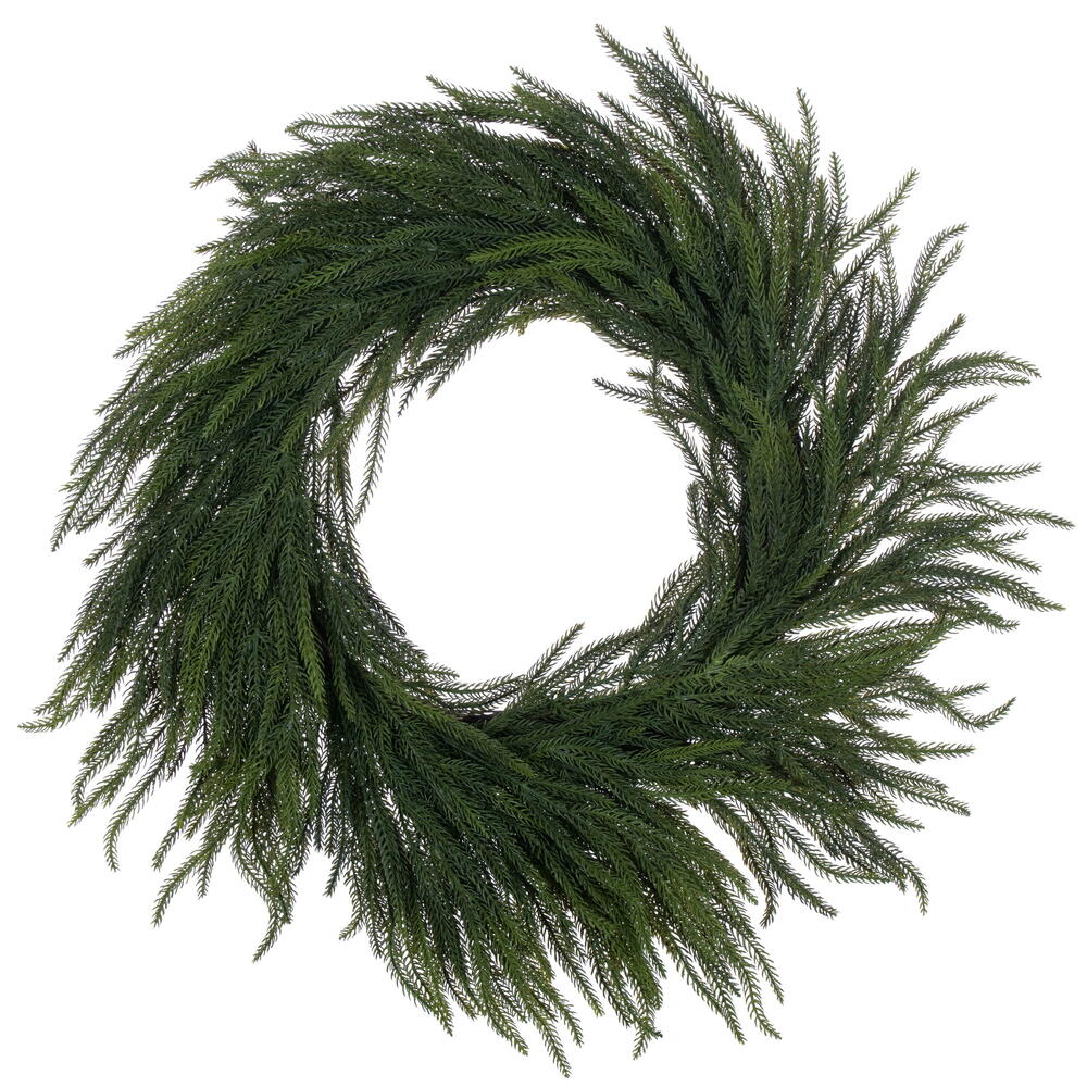 Green Norfolk Pine Real-Touch Artificial Wreath