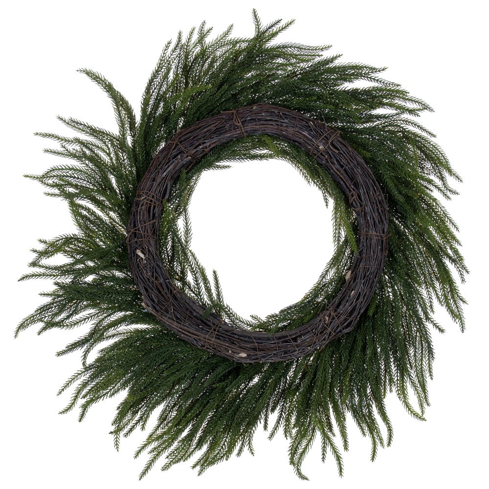 Green Norfolk Pine Real-Touch Artificial Wreath
