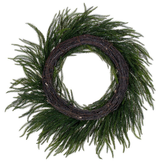 Green Norfolk Pine Real-Touch Artificial Wreath
