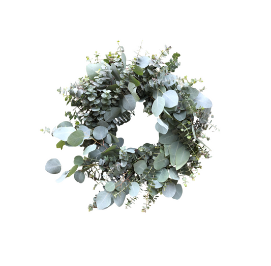 Baby Blue & Silver Eucalyptus Wreath