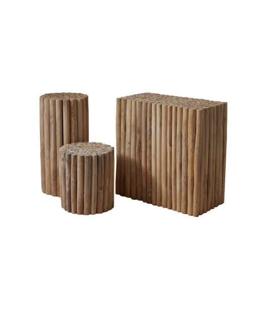 Wooden Pole Table Trio