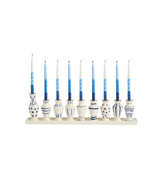 Blue Menorah 14"x 1.75"x 3.75"