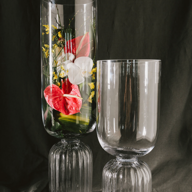 Ribbed Bottom Glass Vase