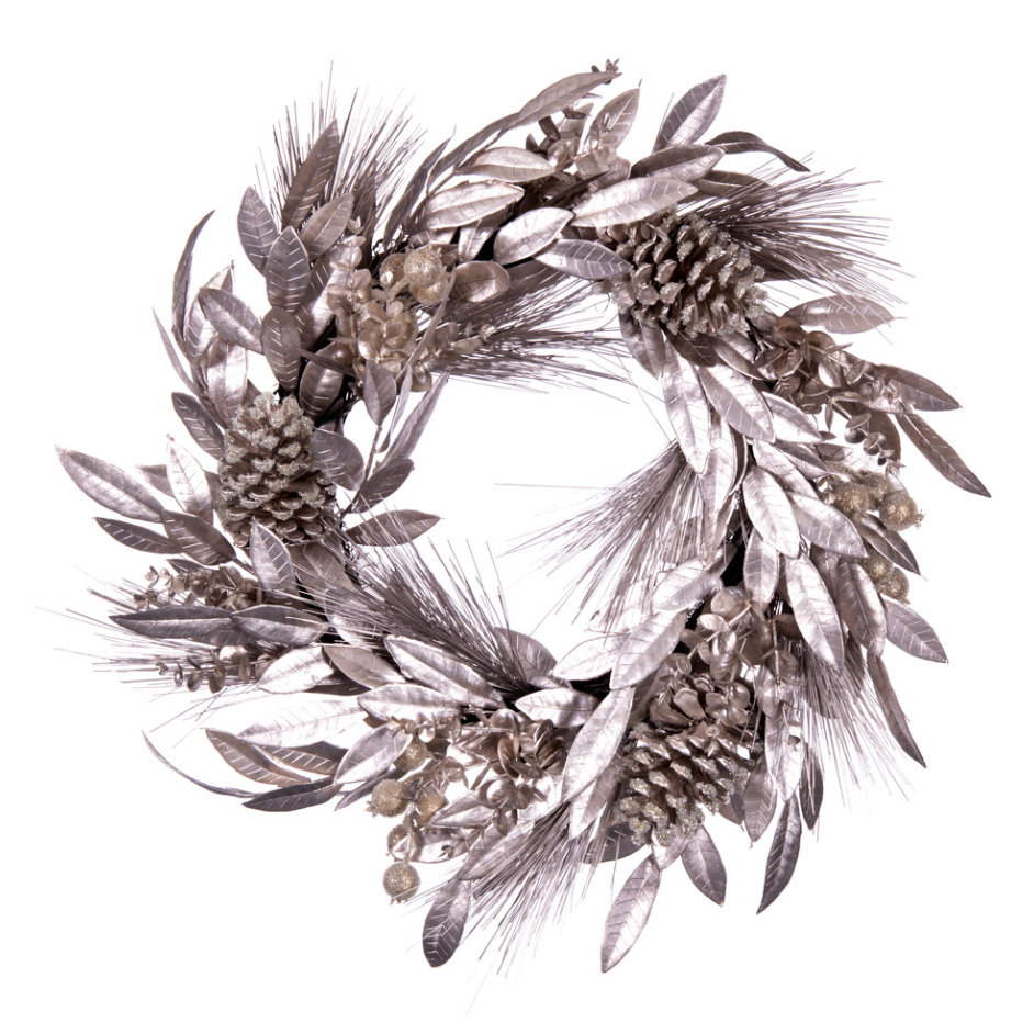 Silver Pinecone Needle Berry Wreath
