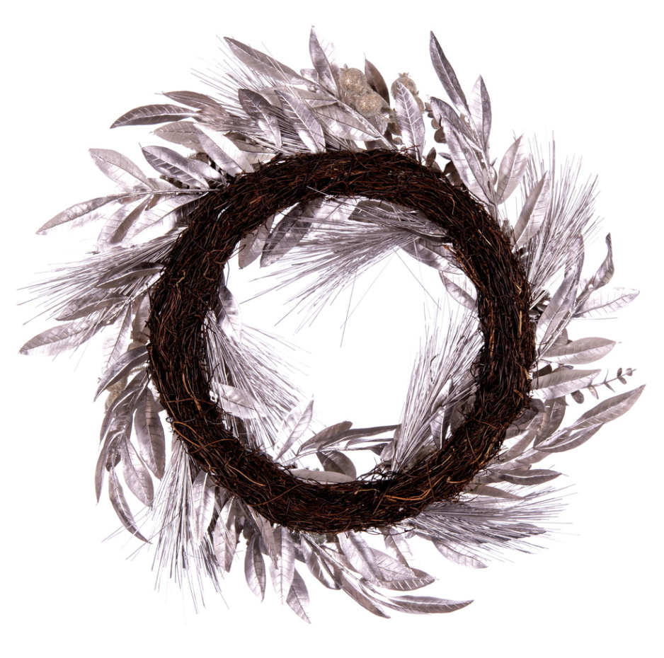 Silver Pinecone Needle Berry Wreath